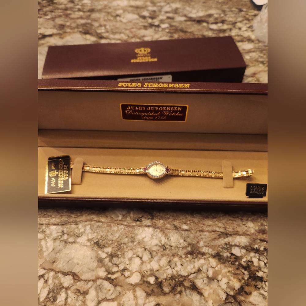 NWT RARE Jules Jurgensen Diamond Quartz Ladies Ruby & Diamond Watch - Picture 8 of 13